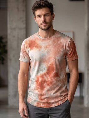 NWOT | LETAOTAO Orange & White Tie-Dye Performance T-Shirt | Sport | L